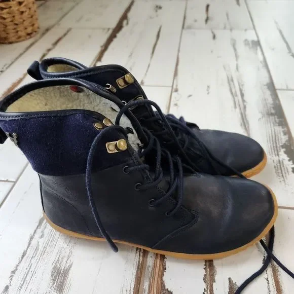 Vivobarefoot Gobi navy lace up lined boots size 40 EU 8.5 - 9 US - Picture 5 of 8